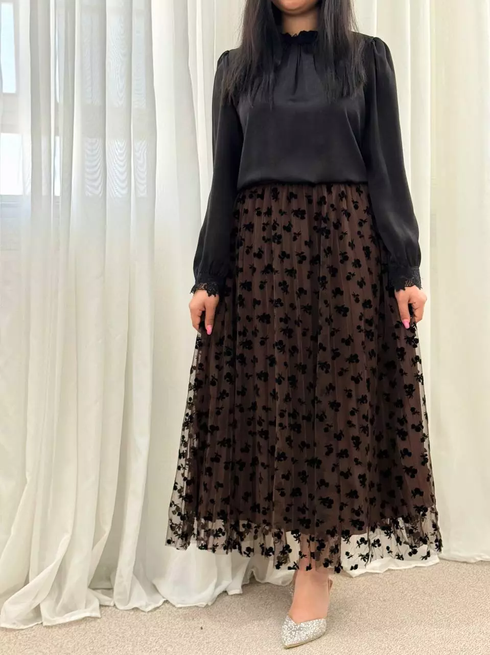 دامن گل مخملی کد 5553