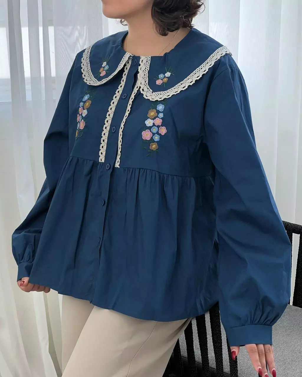 شومیز یقه ب ب گلدوزی کد 5638