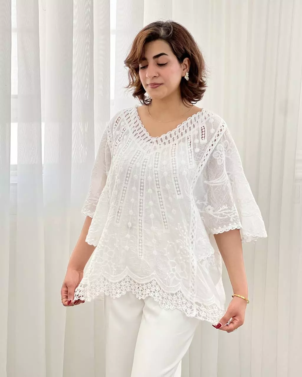 شومیز پانچ قلاب بافی کد 5636