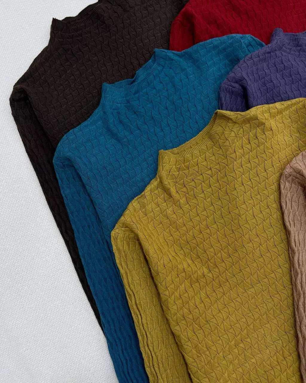 پلیور بافت یقه ایستاده طرح برجسته کد 5506