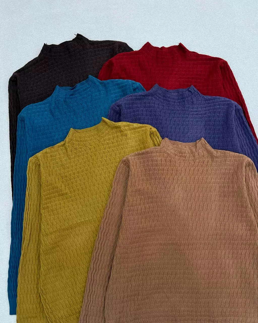 پلیور بافت یقه ایستاده طرح برجسته کد 5506