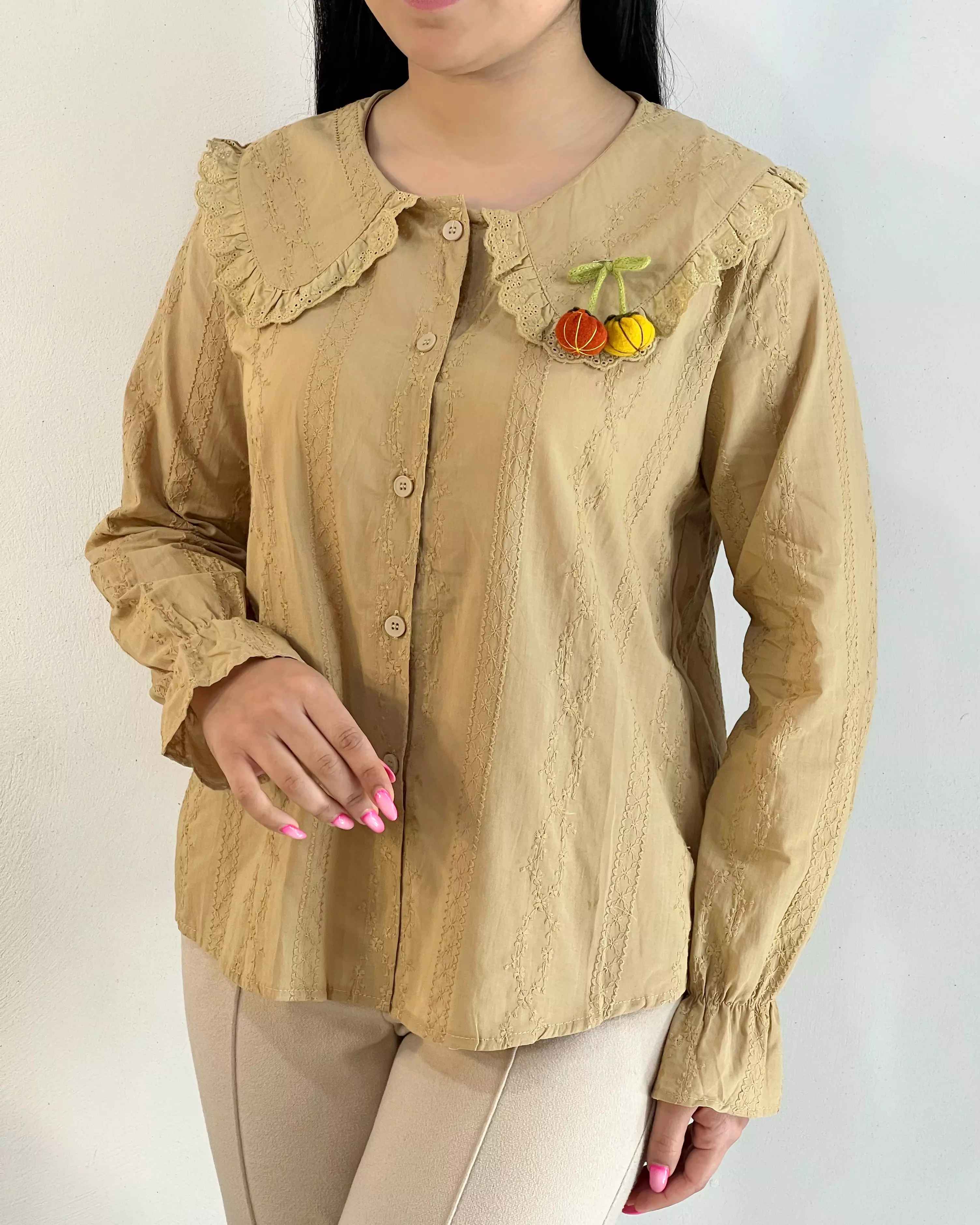 شومیز تمام خامه دوزی یقه ب ب اورجینال کد 5508