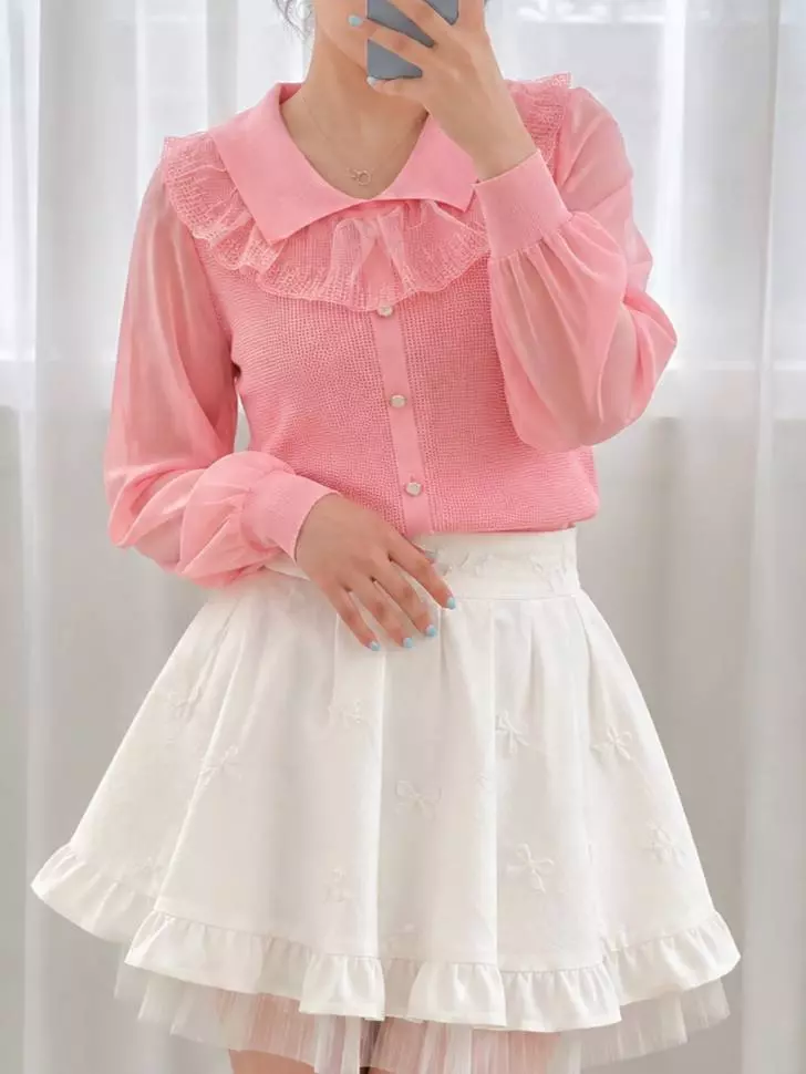 بلوز بافت جلو چین ۵ رنگ کد 5746