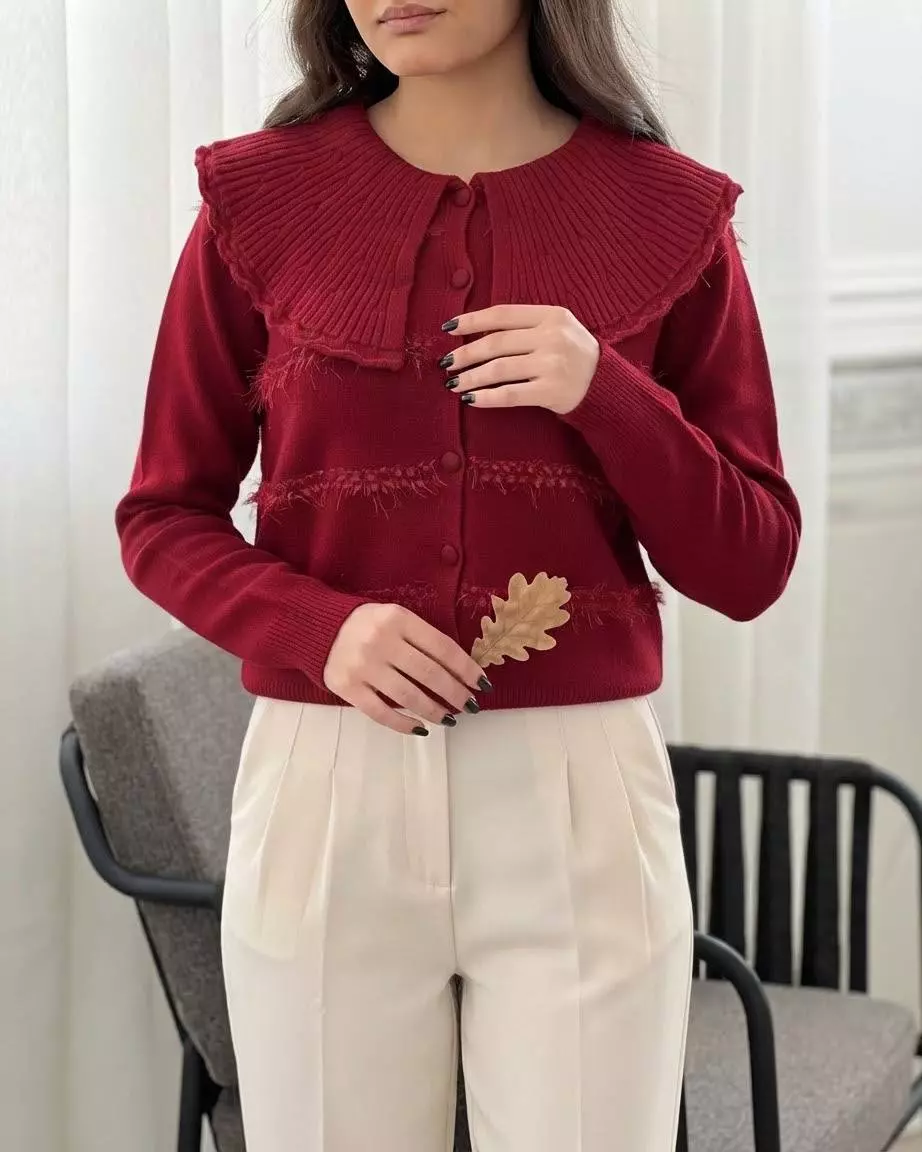 ژاکت بافت عروسکی گرماژ بالا کد 5859