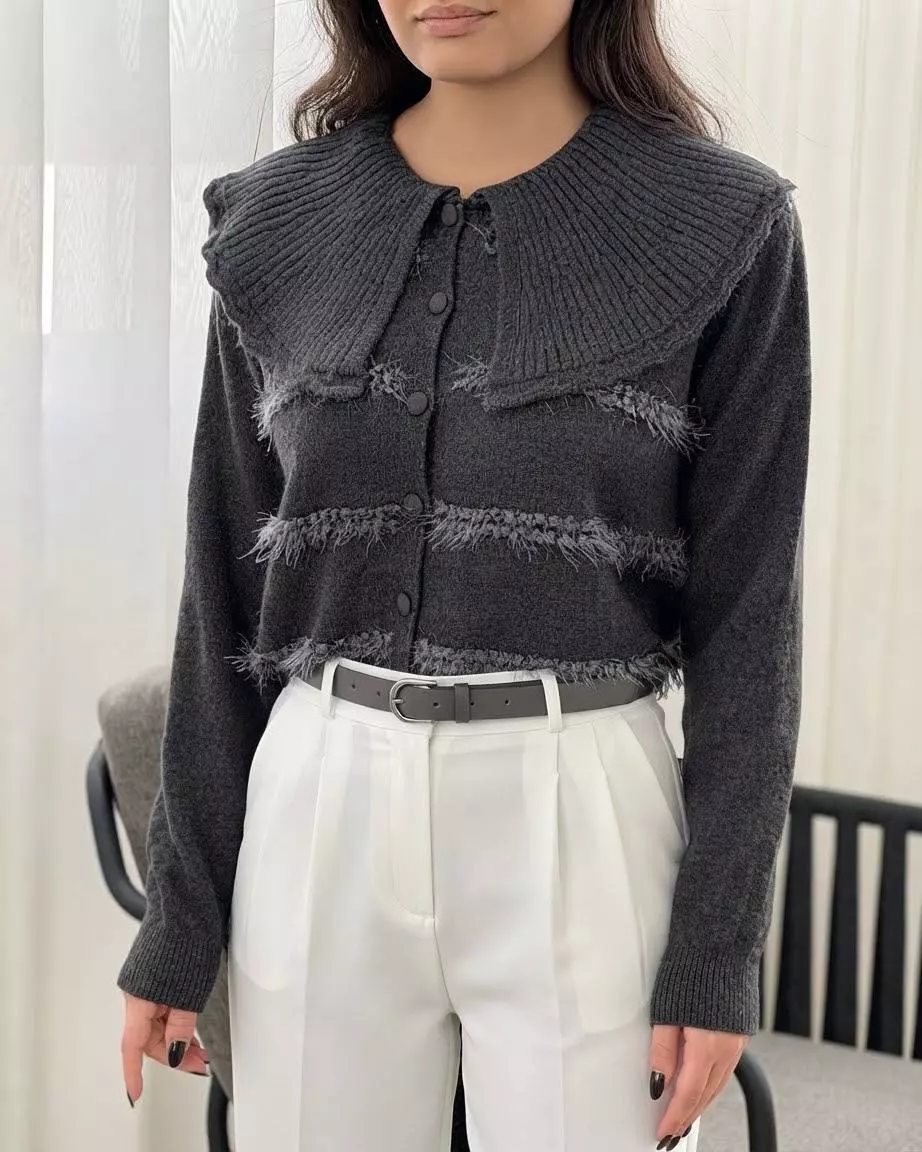 ژاکت بافت عروسکی گرماژ بالا کد 5859