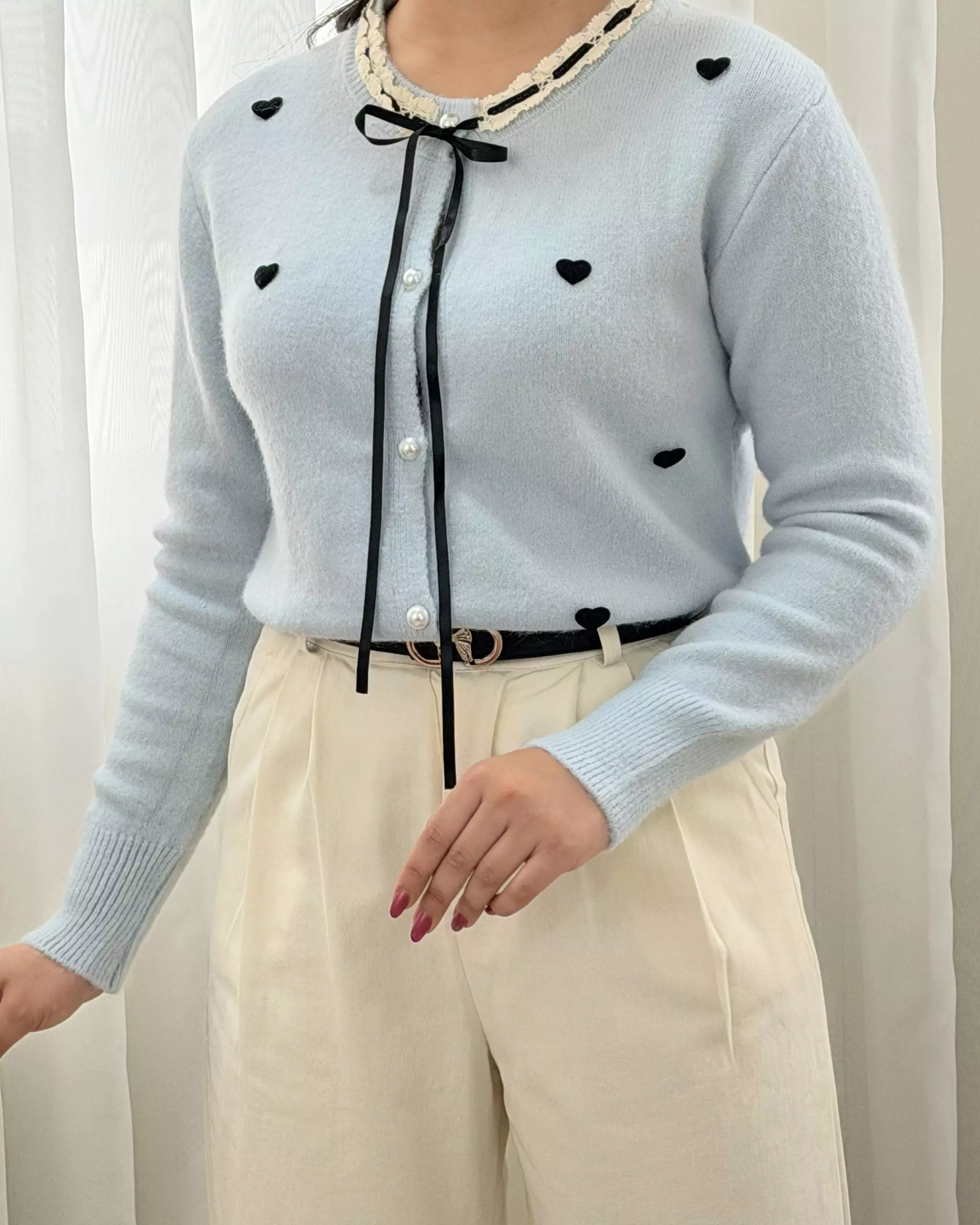 ژاکت بافت قلب برجسته کد 5946