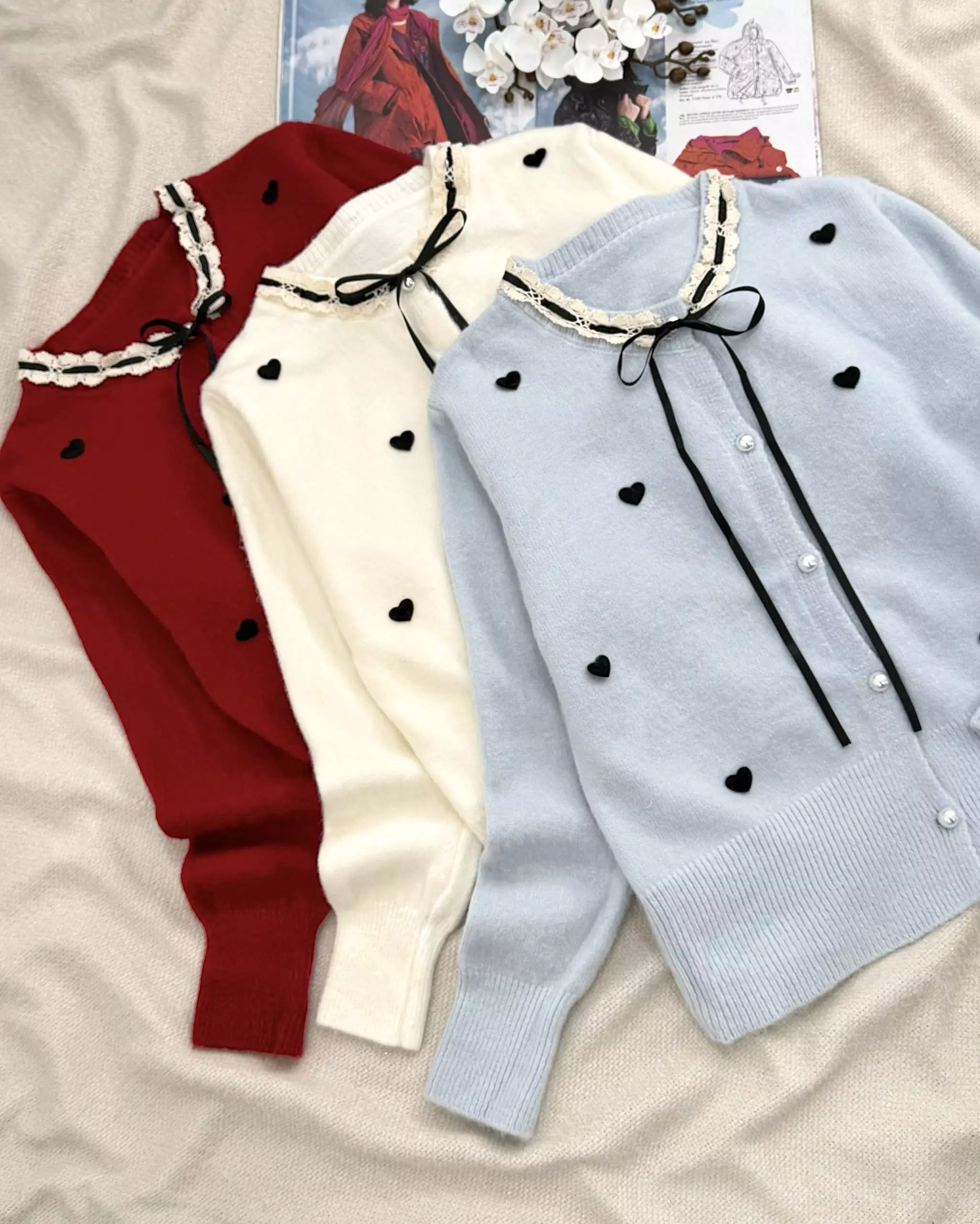 ژاکت بافت قلب برجسته کد 5946