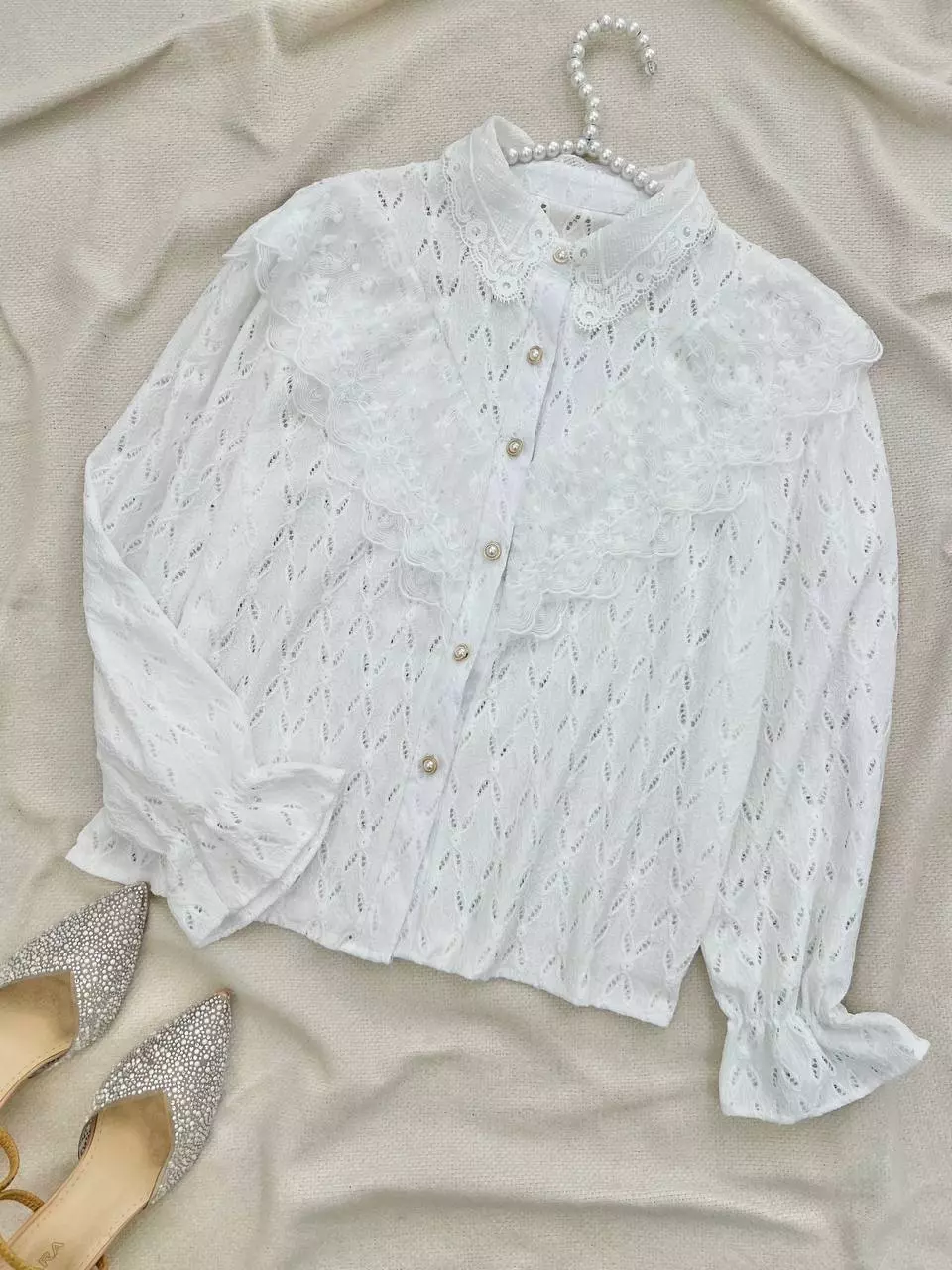 شومیز تمام کار شده ۳ رنگ کد 55103