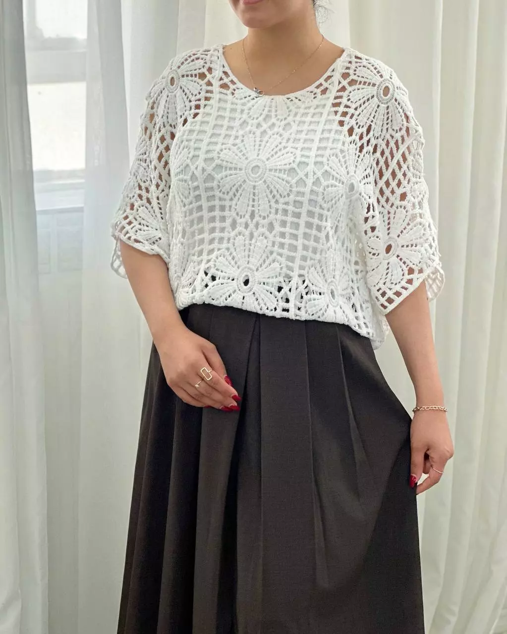 شومیز پانچ قلاب بافی کد 5606