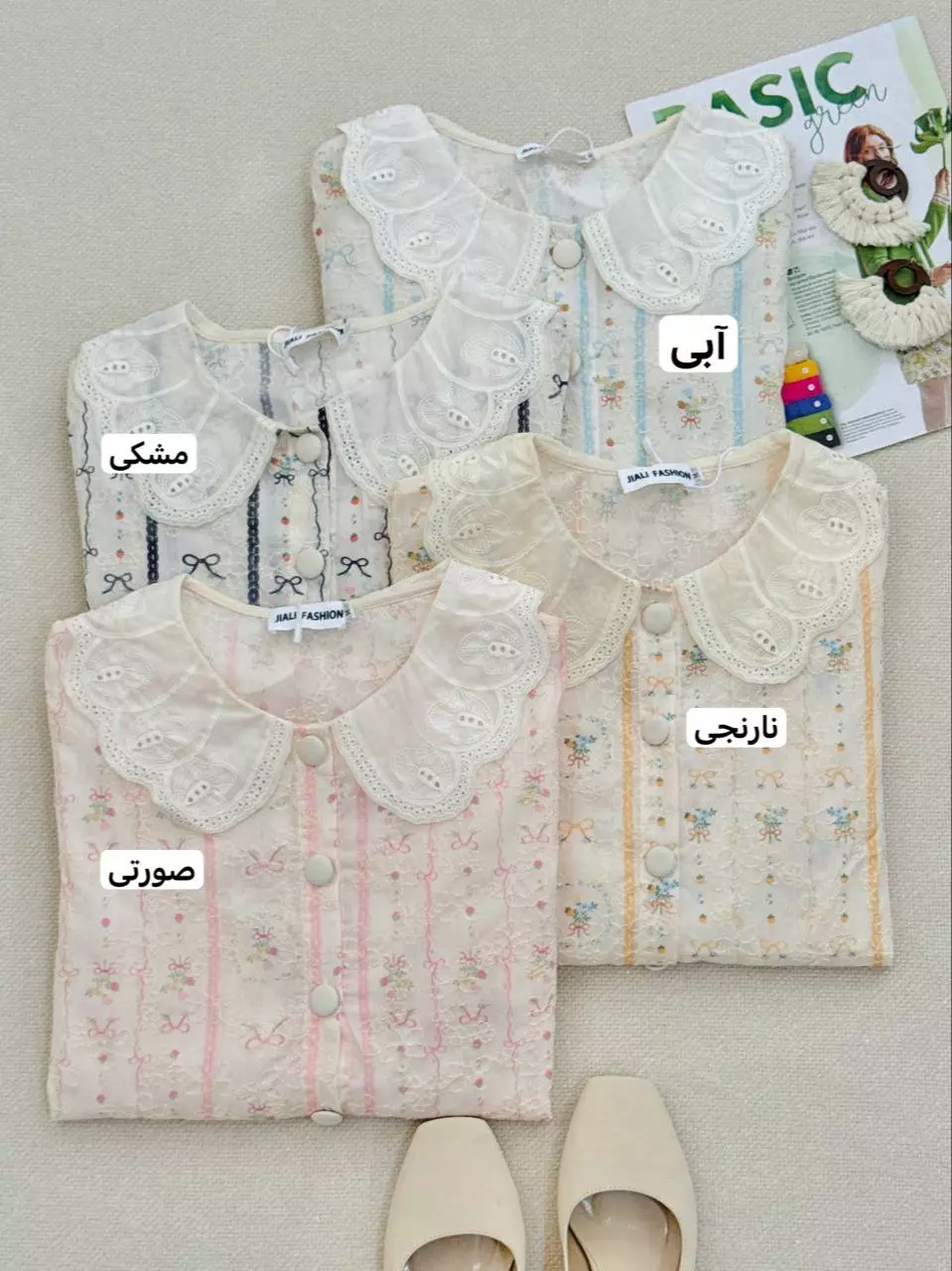شومیز تمام کار شده یقه ب ب کد 5613