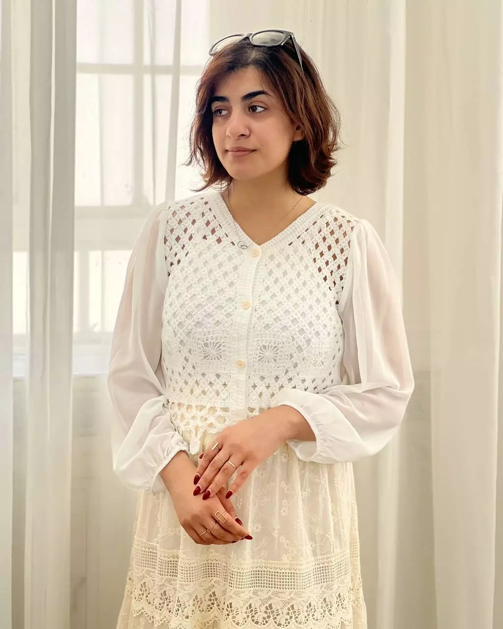 شومیز قلاب بافی استین حریر مدل ۵ کد 5624