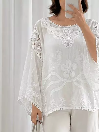 شومیز پانچ دو رنگ قواره دار کد 5671